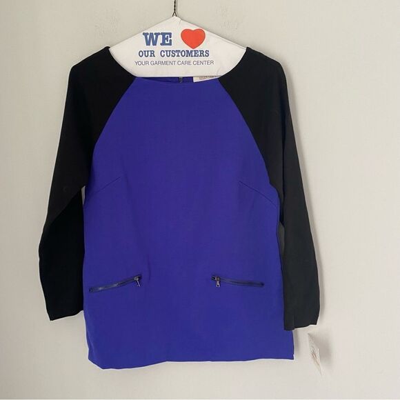Ellen Tracy Women’s Color Block Long Sleeve Boat Neck Top - Picture 1 of 3